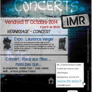 Lire la suite à propos de l’article Vernissage Laurence Verger – Concert Atelier Funk – Vendredi 17 Octobre 2014