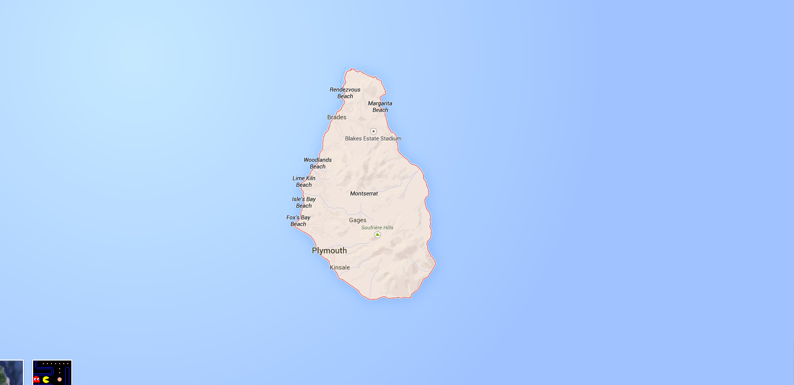 Île de Montserrat, Caraïbes. Image Google Map.